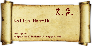 Kollin Henrik névjegykártya